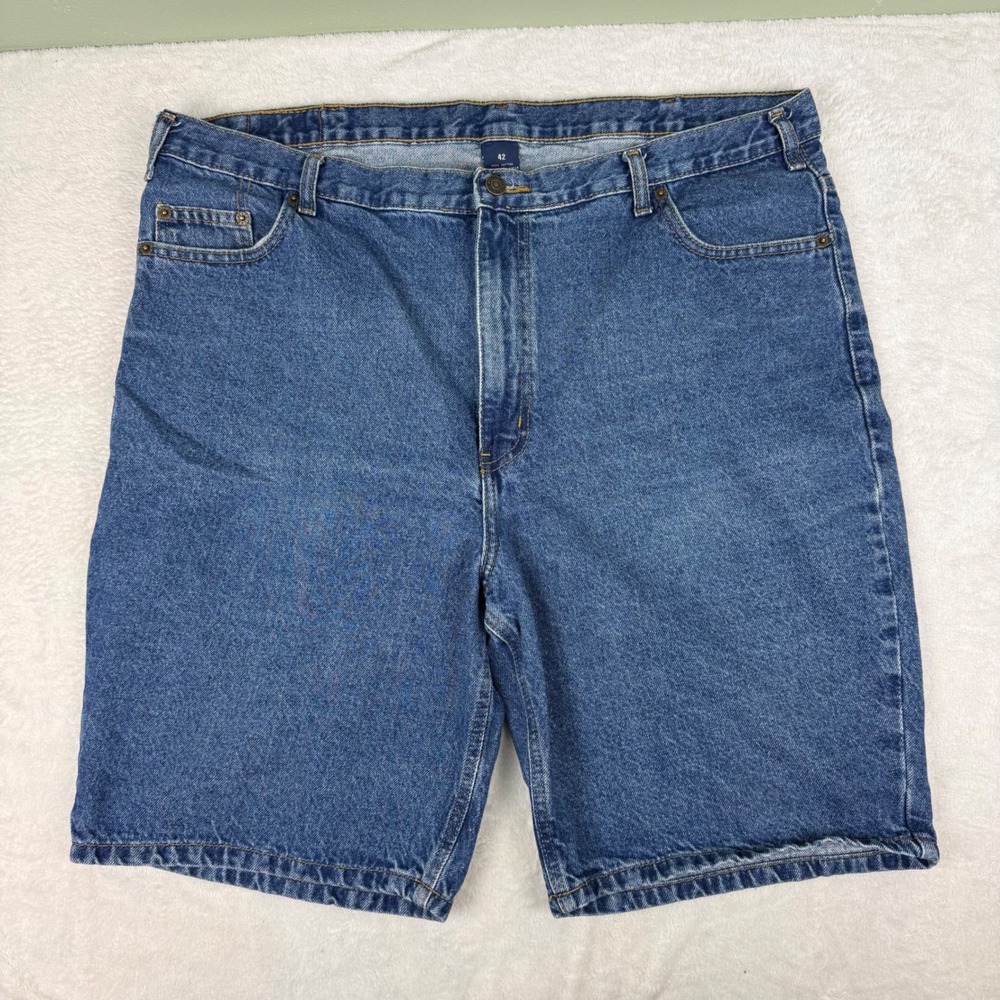 Full‎ Blue Mens Denim Dad Jorts Medium Wash Blue Jean Shorts Size 42 3225SAN